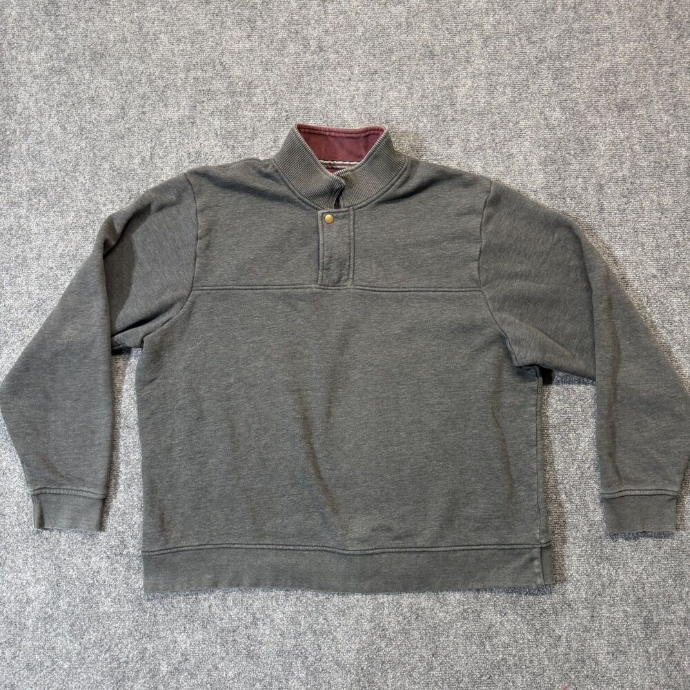 Orvis Men's XXL Gray Snap Neck Pullover Sweatshirt Fly Fishing Fleece Lined